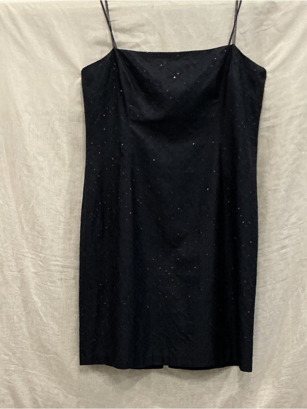 Talbots Navy Blue Sequin Speckle Slip Dress with Spaghetti Straps.